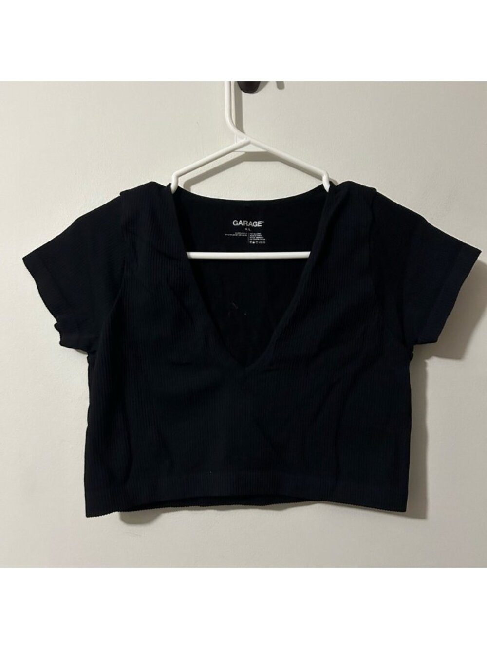 Garage Black V Neck‎ Cropped  Top
